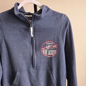 NHL CBJ Hockey Columbus Blue Jackets Navy Zip Up Top Sweatshirt Half Zip